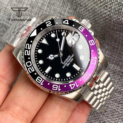 Tandorio 40mm Men's Automatic Watch Date Mechanical Miyota8215/PT5000 Movt Sapphire Business Waterproof Wristwatch Screw Crown