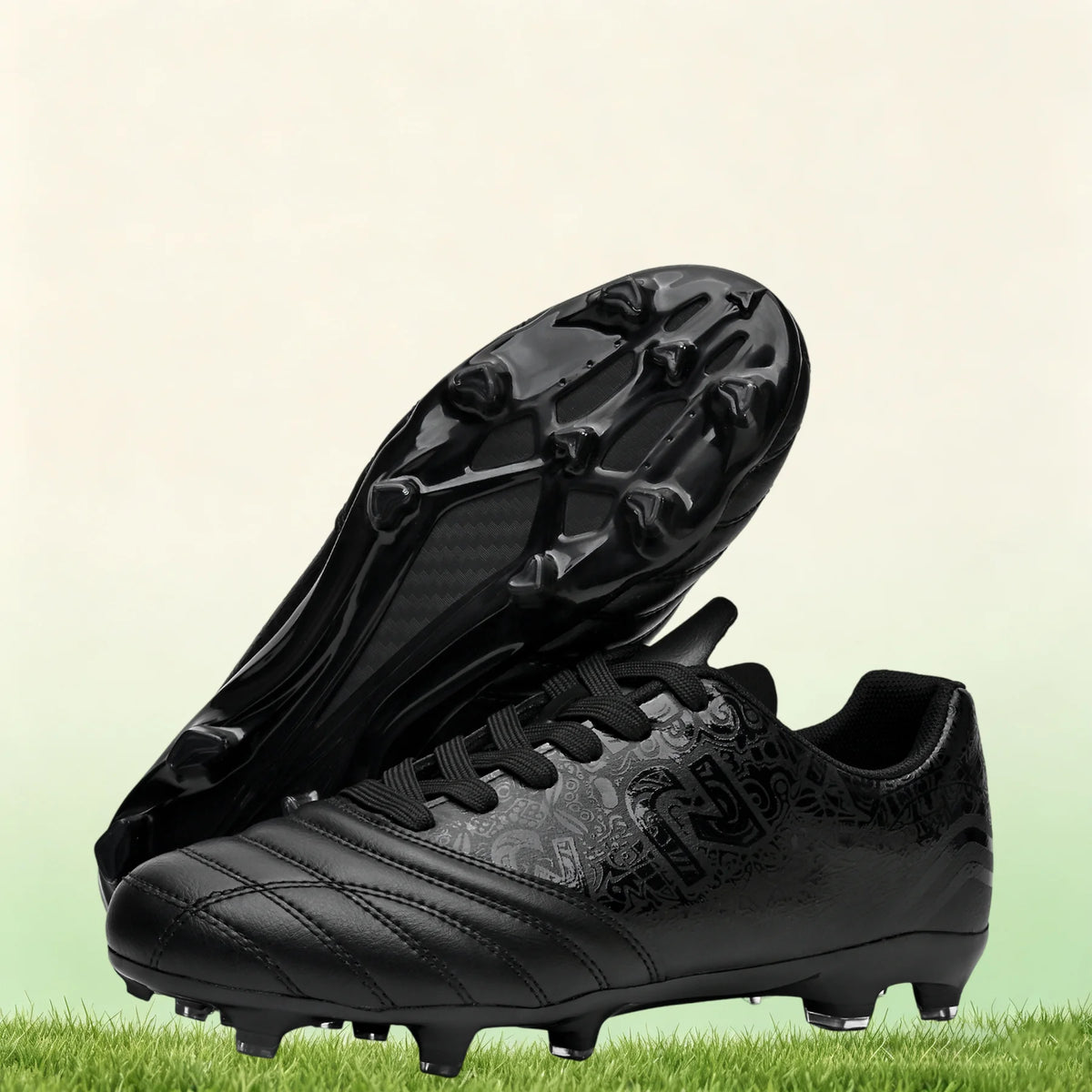 Chaussures de football multi-clous AG/FG pour adultes, tige en PU confortable, crampons antidérapants et résistants à l'usure pour les jeux en plein air sur gazon artificiel