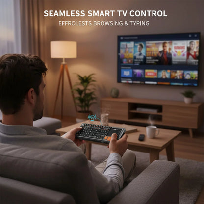 MRSVI Mini Keyboard A8 PLUS, tastiera wireless retroilluminata 2.4GHz e Bluetooth5.0 con touchpad per Android TV Box, Mac, laptop, Windows
