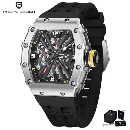Reloj de cuarzo para hombre PAGANI DESIGN 2026 nuevo, movimiento VH65, esfera esqueleto, resistente al agua 100M, deportivo rectangular, cristal de zafiro