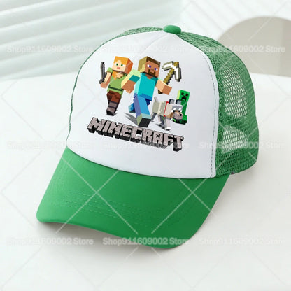 Baseballové čiapky s sieťovinou s motívmi z hry Minecraft, kreslené postavičky, pre dospelých a deti, športové čiapky, pre chlapcov a dievčatá, letné vonkajšie čiapky s klobúkom proti slnku, darček