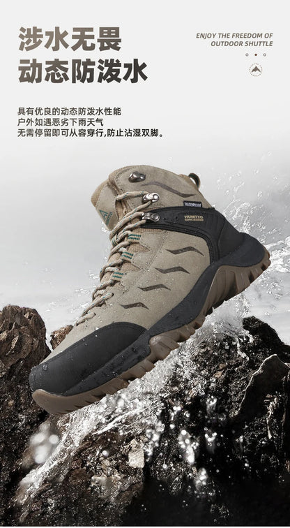 HUMTTO Sapatilhas de Caminhada Impermeáveis para Homem, Botas de Caça Táticas de Deserto, Botas de Trekking pelo Tornozelo para Homem e Mulher, Quentes em Couro