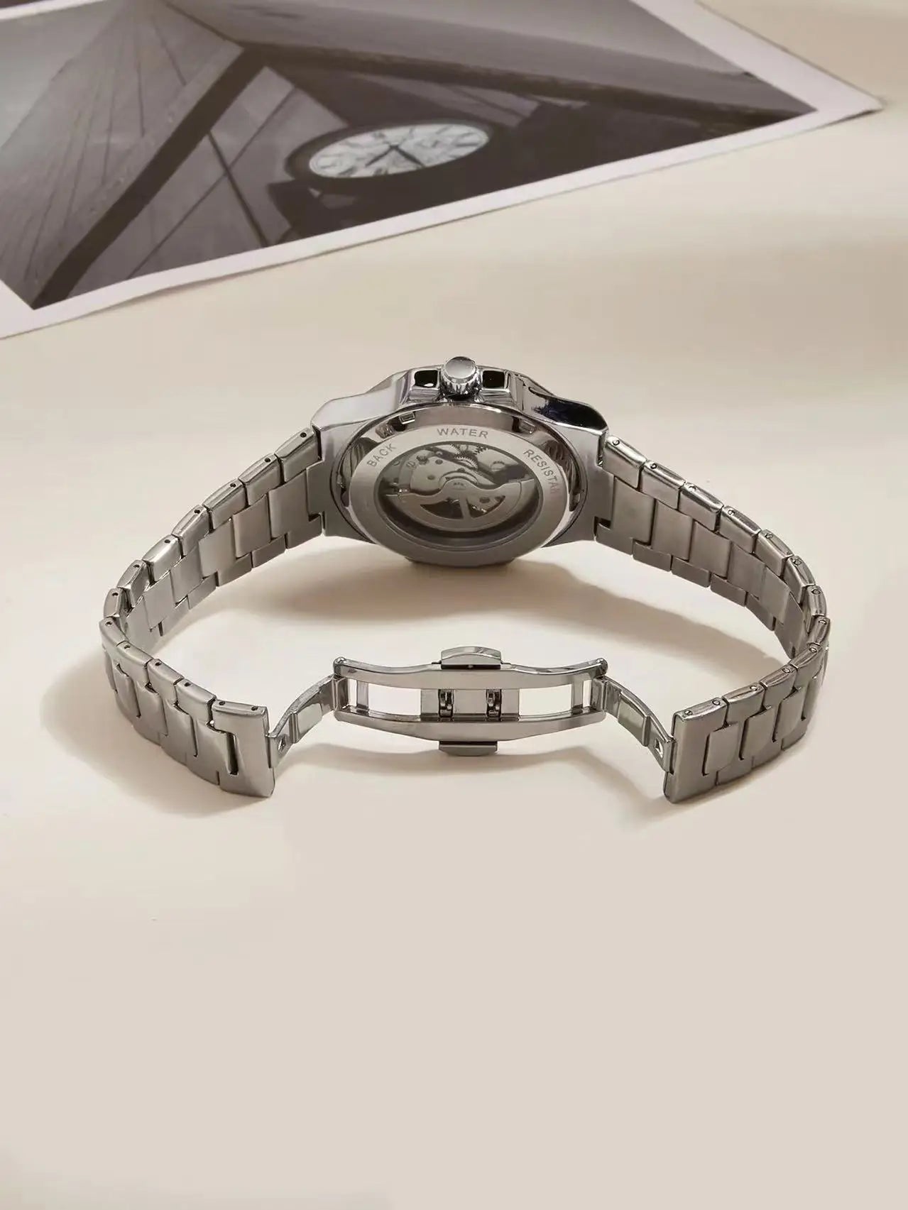 LONGLUX HOT SALE automatic mechanical men watch wholesale no logo waterproof skeleton business  stainless steel gift watch