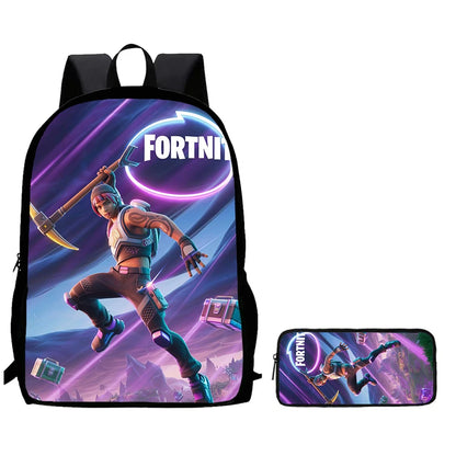 Conjunto de Mochila Infantil Fortnite de 2 Peças com Estojo, Leve e Resistente, Saco Escolar para Rapazes e Raparigas dos 6 aos 9 Anos, Material Escolar Diário