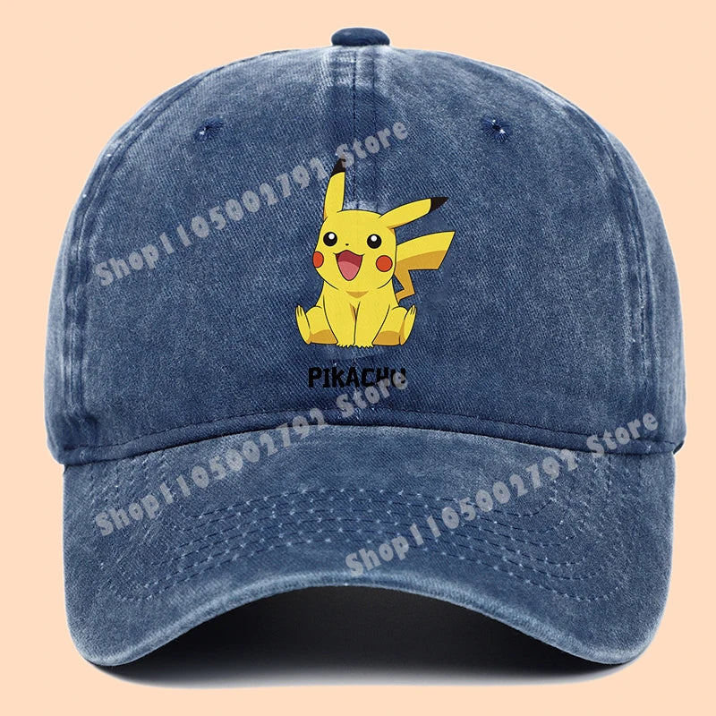 Pokémonové bejzbalové čiapky Pikachu Kawaii Anime postavičky Slnečné klobúky Letné vonkajšie detské a rodičovské slnečné klobúky Trendové čiapky s kačacím jazýčkom Darček