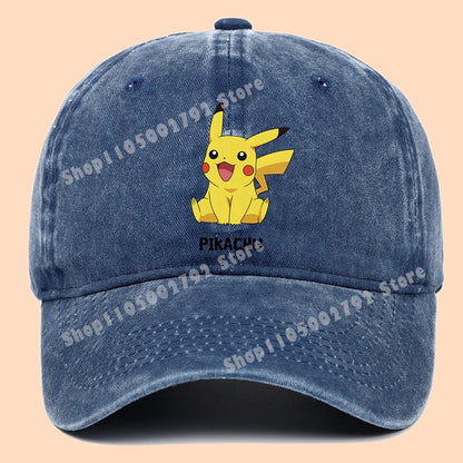 Pokémonové bejzbalové čiapky Pikachu Kawaii Anime postavičky Slnečné klobúky Letné vonkajšie detské a rodičovské slnečné klobúky Trendové čiapky s kačacím jazýčkom Darček
