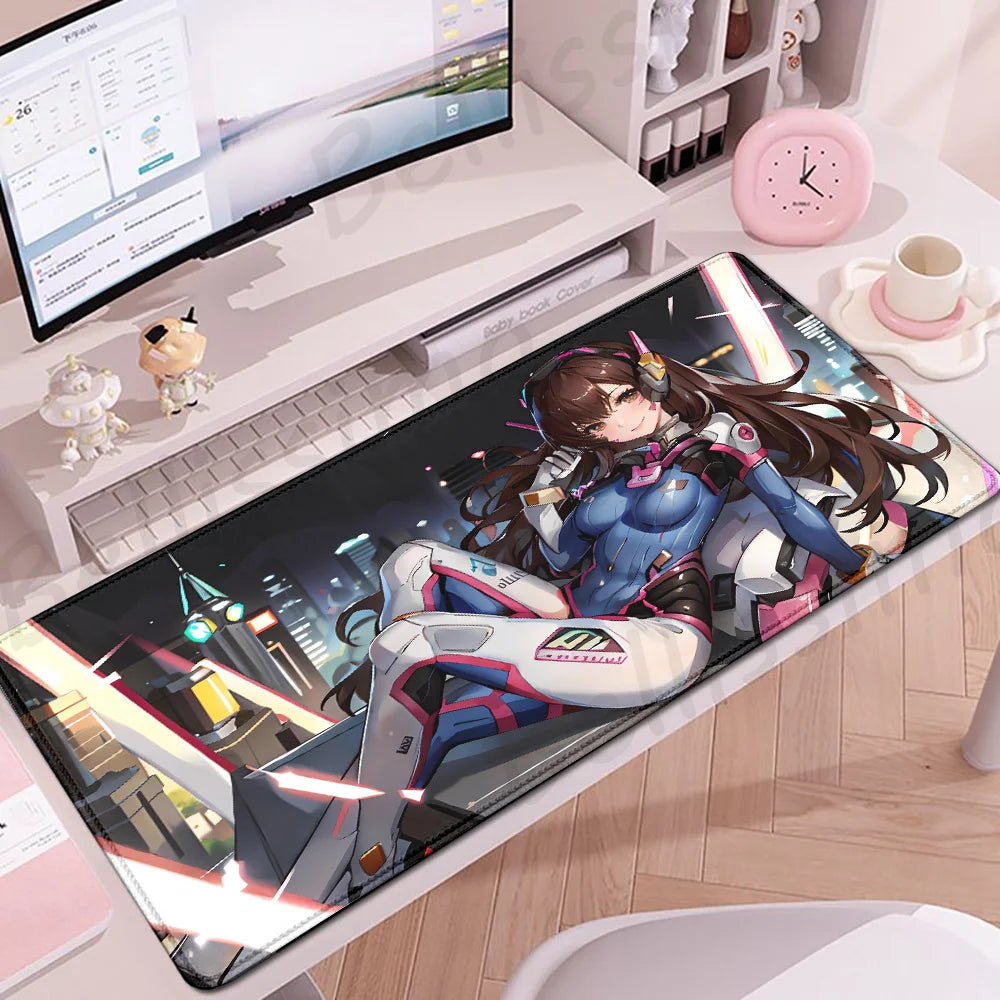 Гейминг аксесоари O-Overwatch D-D.va подложка за мишка, голяма подложка за клавиатура и мишка за PC бюро, XXL удължена gamer подложка за мишка