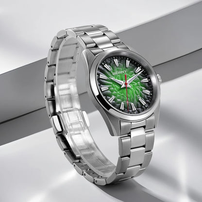Relógio de homem BERNY – Relógio de quartzo, vidro de safira, ponteiros luminescentes, resistente à água até 10 ATM, inteiramente em aço inoxidável – Estilo elegante e descontraído, ideal para o dia a dia ou para ocasiões profissionais