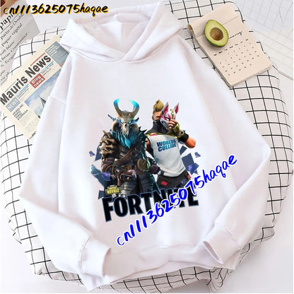 FORTNITED Felpa con cappuccio a maniche lunghe per bambini, bambine e ragazzi, streetwear, pullover, stile anime, top moda per bambini, idea regalo