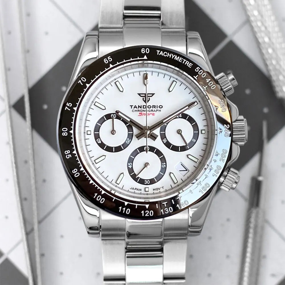 Reloj de lujo para hombre VK63 con movimiento de cuarzo, cronógrafo de negocios, 39mm, acero/oro rosa, fecha, esfera luminosa y cronógrafo completo