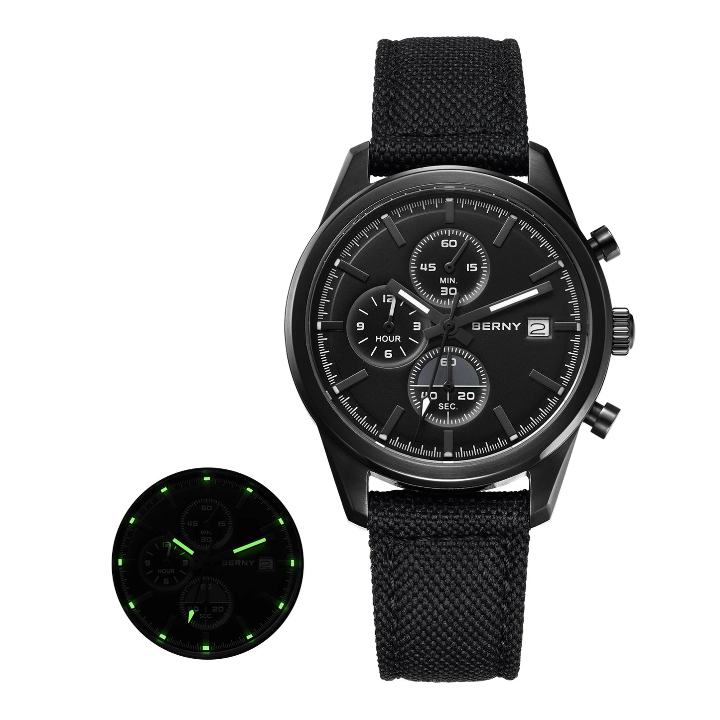 BERNY Chronograph Quartz Men Watch Luminous Miyota OS10 Top Luxury AR Coated Sapphire 5ATM Waterproof 2026 Sports Men’s Watches