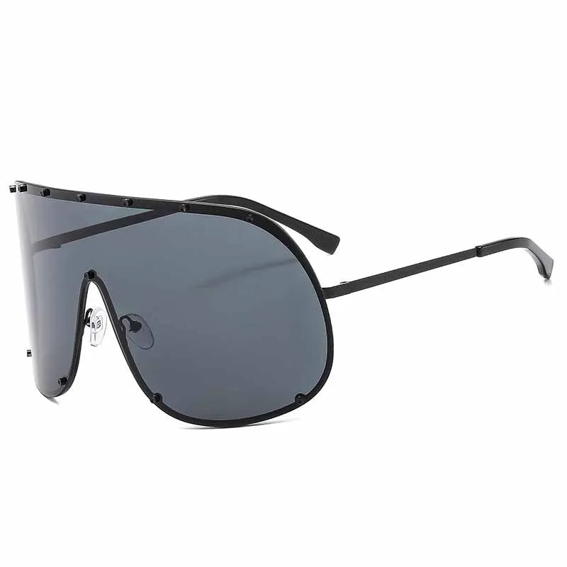 2025 Oversized Metal Rimless Integrated Windproof Sunglasses For Women Trends Y2k Luxury Brand Design Sun Glasses Unisex UV400