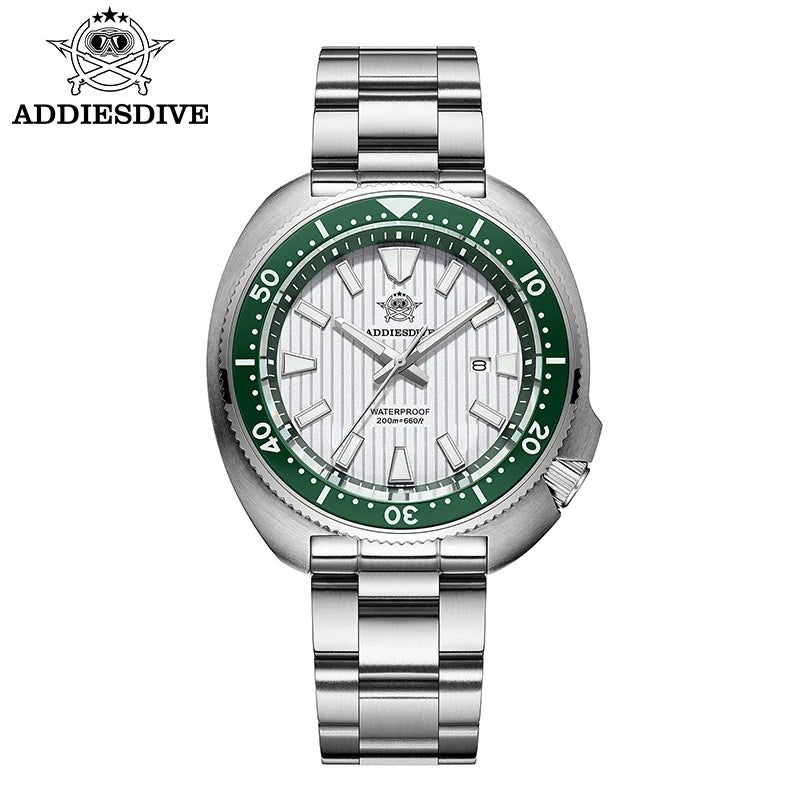 ADDIESDIVE Men's Diving Watch 200 Waterproof Sapphire Glass Quartz Watch BGW9 Luminous Stainless Steel Business Fashion Watch