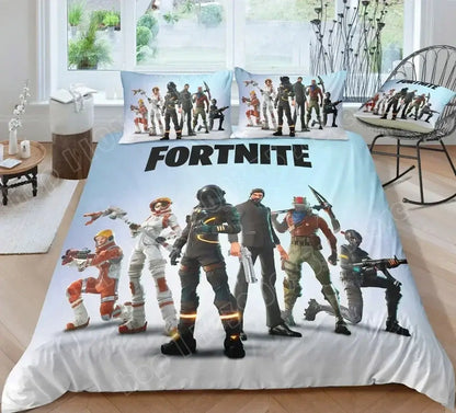 Fortnite Bedding Set Duvet Cover 3 Piece 3D Printed Bedroom Bedding Game Anime Cartoon Pillowcase Room Decoration Gifts