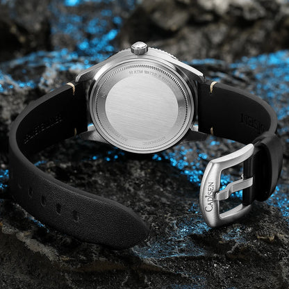 CADISEN 2026 Watch Men Mechanical Wristwatches MIYOTA 8215 Movement Genuine Leather Strap Waterproof Luminous Red Mens Watches