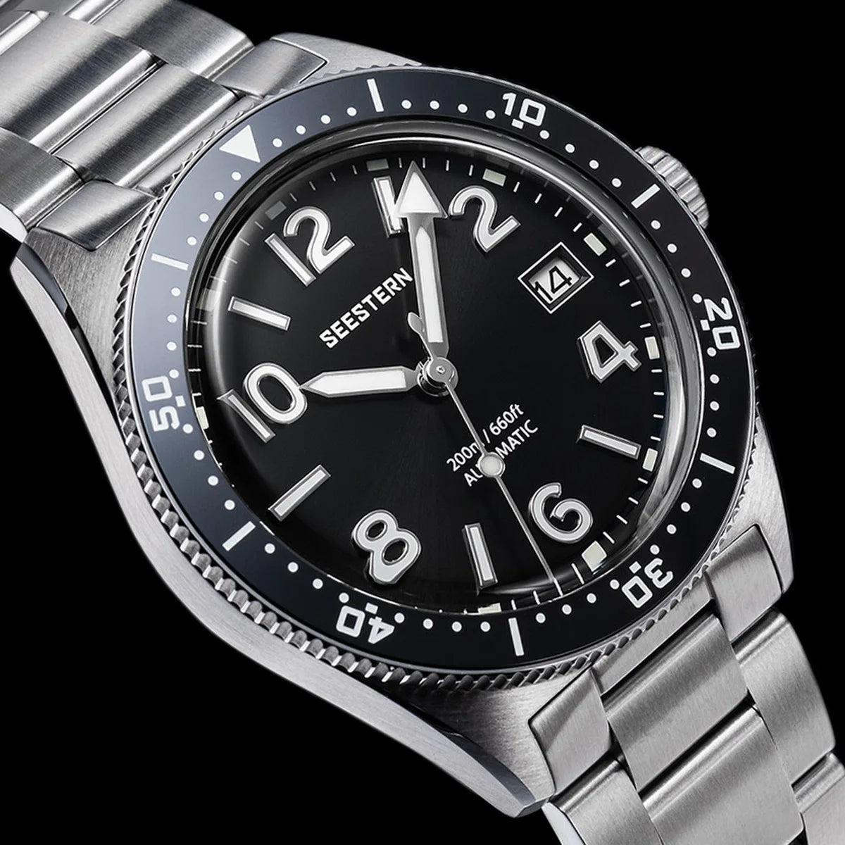 SEESTERN Diver Men Watch Automatic Mechanical Wristwatches NH35 Movement Ceramic Bezel 20Bar Waterproof Sapphire Luminou S434-2