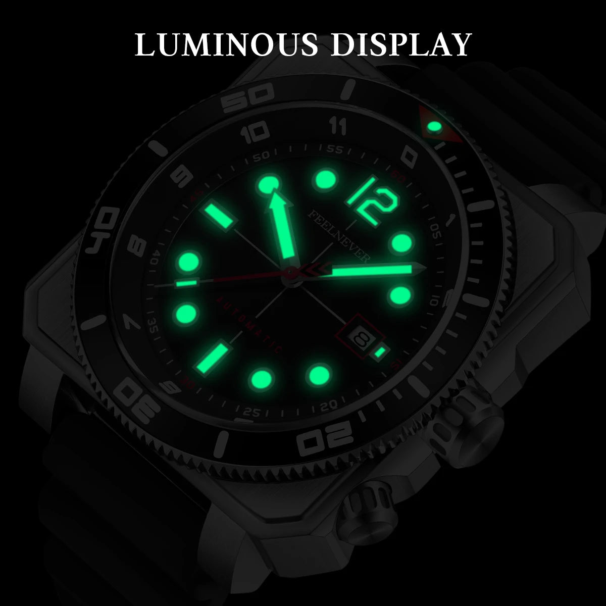 Reloj de buceo automático para hombre FeelNever 8215 con movimiento automático, superluminoso, acero 316, cristal de zafiro, reloj mecánico deportivo masculino