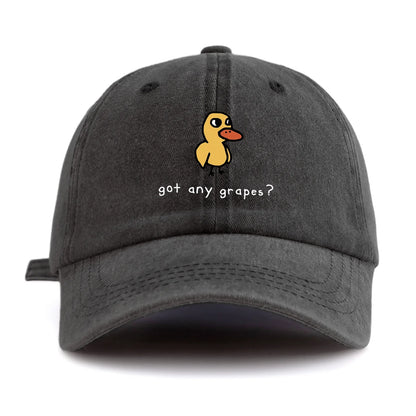 1pc GOT ANY GRAPES Print Washed Baseball Cap for Adults,Minimalist Retro Style Casual Soft Adjustable Dad Hat,Perfect As Gift