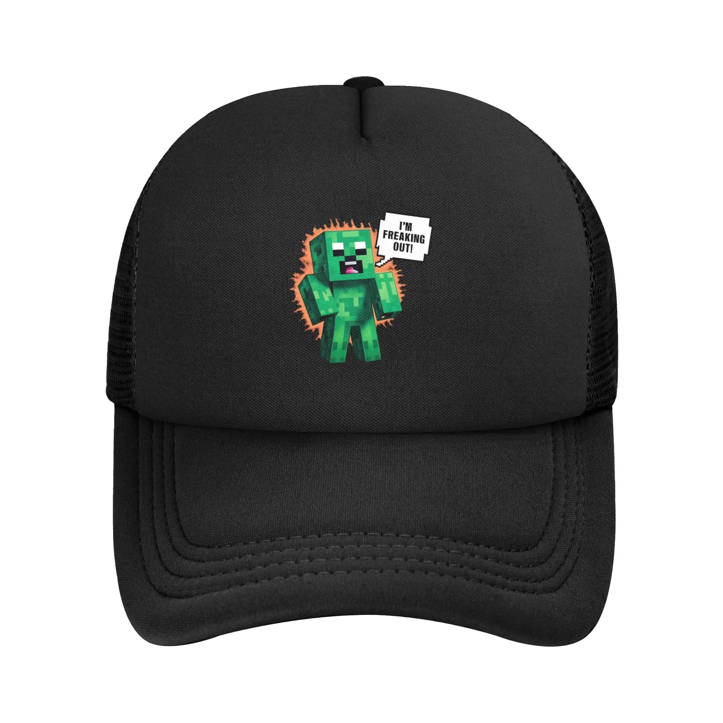 Adult Creepers Big Face Videogame  Trucker Cap Mesh Baseball Cap Polyester Hat Sun Hat Adjustable Racing Cap Summer
