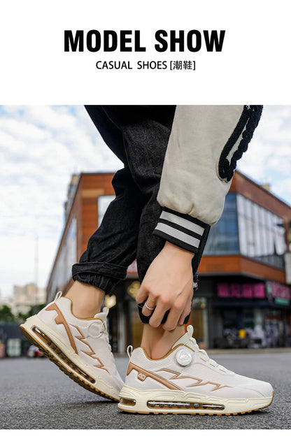 Sapatilhas de corrida para homem primavera e verão — calçado outdoor para caminhada, sapatilhas de trail resistentes ao desgaste com fecho BOA, respiráveis, estilo desportivo e casual