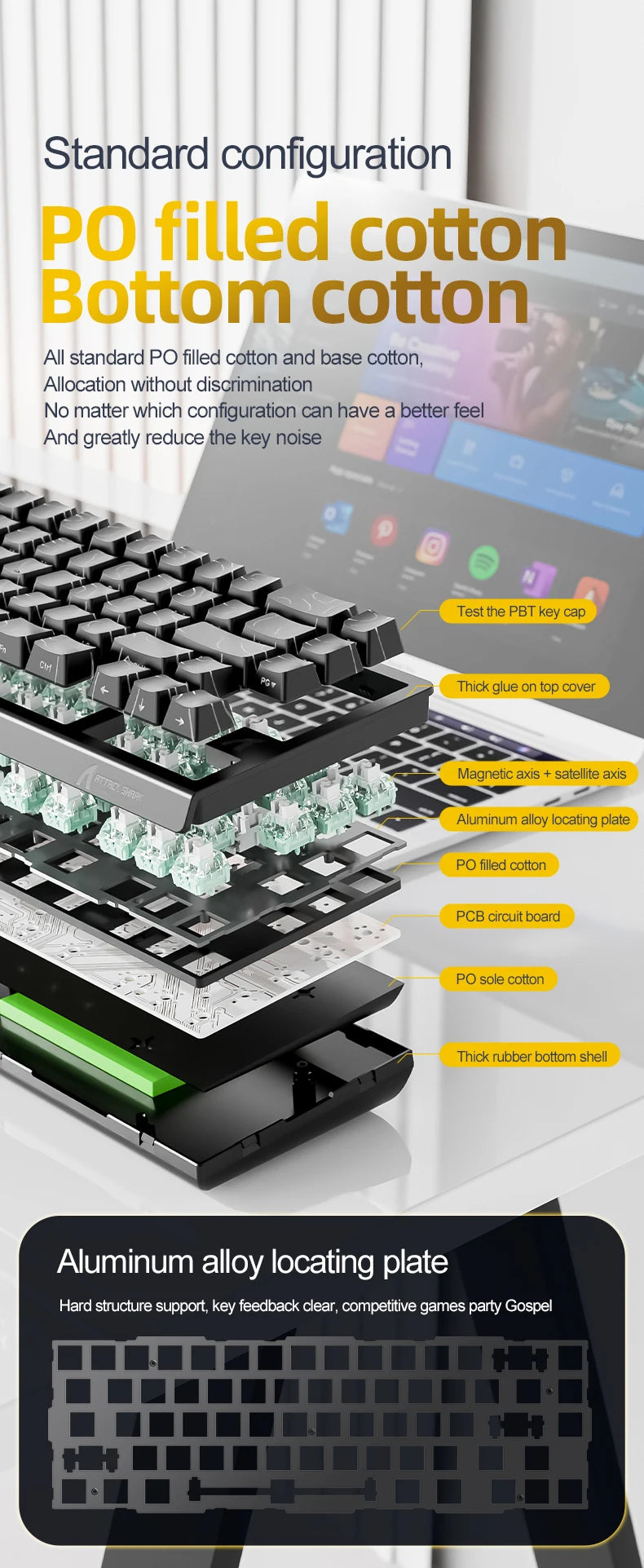 Tastiera da gaming magnetica ATTACK SHARK X68HE X68PRO HE e FREEWOLF F68 cablata F68Pro wireless per pro gaming 0.01mm Rapid Trigg