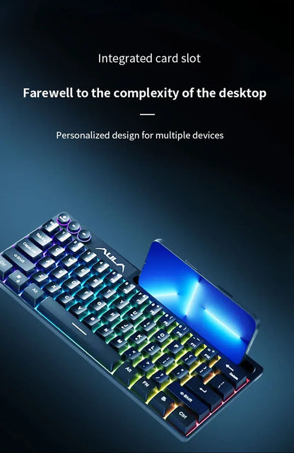 AULA F3061 Mechanical Touch Feel Keyboard 61 Keys Wired Mini Keyboard RGB Backlight Keyboard Desktop  Laptop Game Keyboard