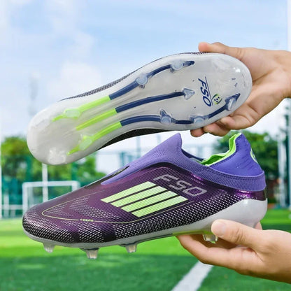Nouvelles chaussures de football pour hommes, bottes de football confortables pour l'entraînement et les matchs en extérieur, crampons antidérapants et respirants, pour garçons et adultes, à longues pointes.