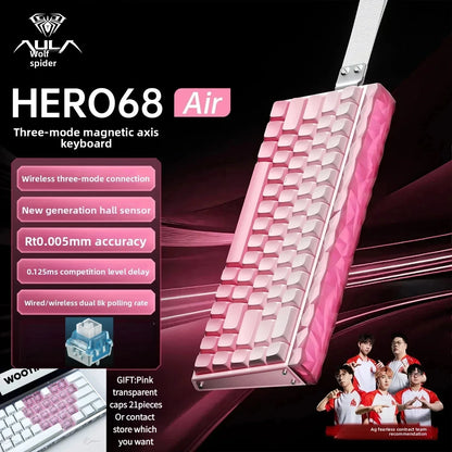 New AULA HERO68 Air 3-mode Magnetic Switch Gaming Mechanical Keyboard E-sport Custom Wired Keyboard Ergonomics Accessories