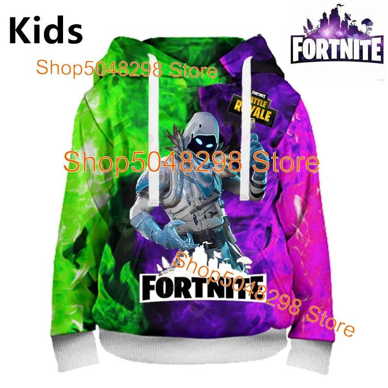 Hot Game Fortnite Hero Print Sweatshirt für Jungen und Mädchen, 3D-Kleidung, lässiger Kinder-Hoodie, für Kinder, Erwachsene, Herren und Damen, Frühlings- und Herbst-Pullover