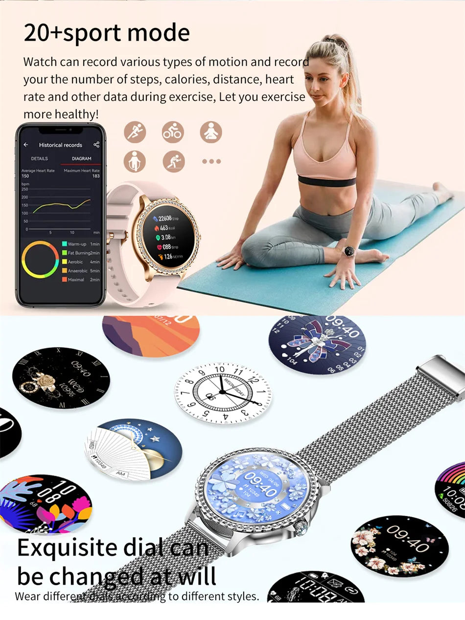 AMOLED Screen Smart Watch Heart Rate Blood Oxygen Fashion Ladies Bracelet 2023 Bluetooth Call Smartwatch Womoen For Android IOS