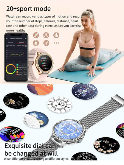 AMOLED Screen Smart Watch Heart Rate Blood Oxygen Fashion Ladies Bracelet 2023 Bluetooth Call Smartwatch Womoen For Android IOS