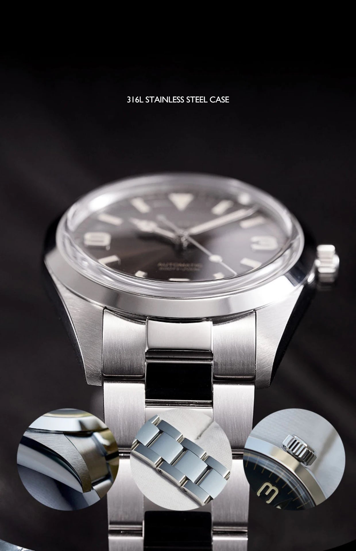Baltany Men Automatic Watch 39MM Mechaical Wristwatch Bubble Sapphire 20ATM Waterproof C3 Luminous NH38 / SW200