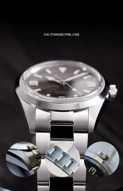 Baltany Men Automatic Watch 39MM Mechaical Wristwatch Bubble Sapphire 20ATM Waterproof C3 Luminous NH38 / SW200