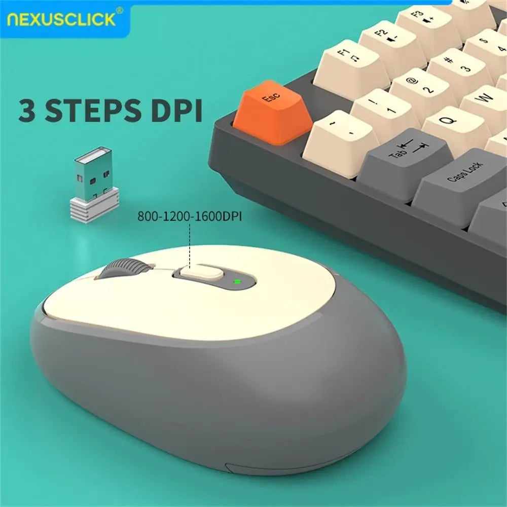 Conjunto Teclado e Rato Sem Fios NexusClick para Gaming e Escritório, Poupança de Energia Inteligente, Tamanho Completo, 104 Teclas, 1600DPI Ajustável, USB para Portátil e PC