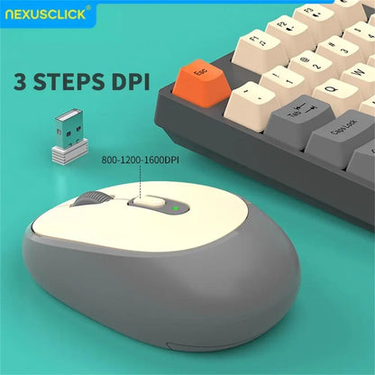 Conjunto Teclado e Rato Sem Fios NexusClick para Gaming e Escritório, Poupança de Energia Inteligente, Tamanho Completo, 104 Teclas, 1600DPI Ajustável, USB para Portátil e PC