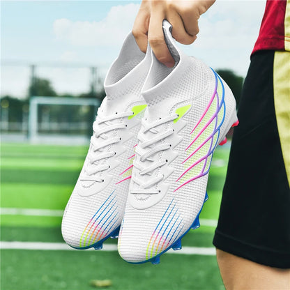 Botas de futebol Superfly FG para exterior, sapatilhas de futebol pretas com pitons, calçado desportivo profissional macio, respirável e confortável, tamanhos grandes