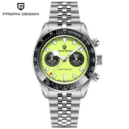 PAGANI DESIGN Men Watches 2026 New Pink BB Panda Dial Chronograph Fashion Luxury Quartz Watch For Men VK64 Movt Waterproof Watch