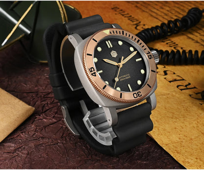 San Martin 42mm Retro Titanium Diver Watch NH35 Automatic Men Mechanical Watches Bronze Bezel Sapphire Luminous Waterproof 200m