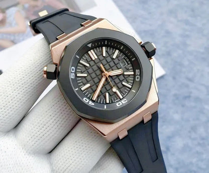 High End 42mm Luxury Mens Automatic Watches 904L Stainless Steel Black Blue Rubber Bracelet Sapphire Lens Waterproof Casual