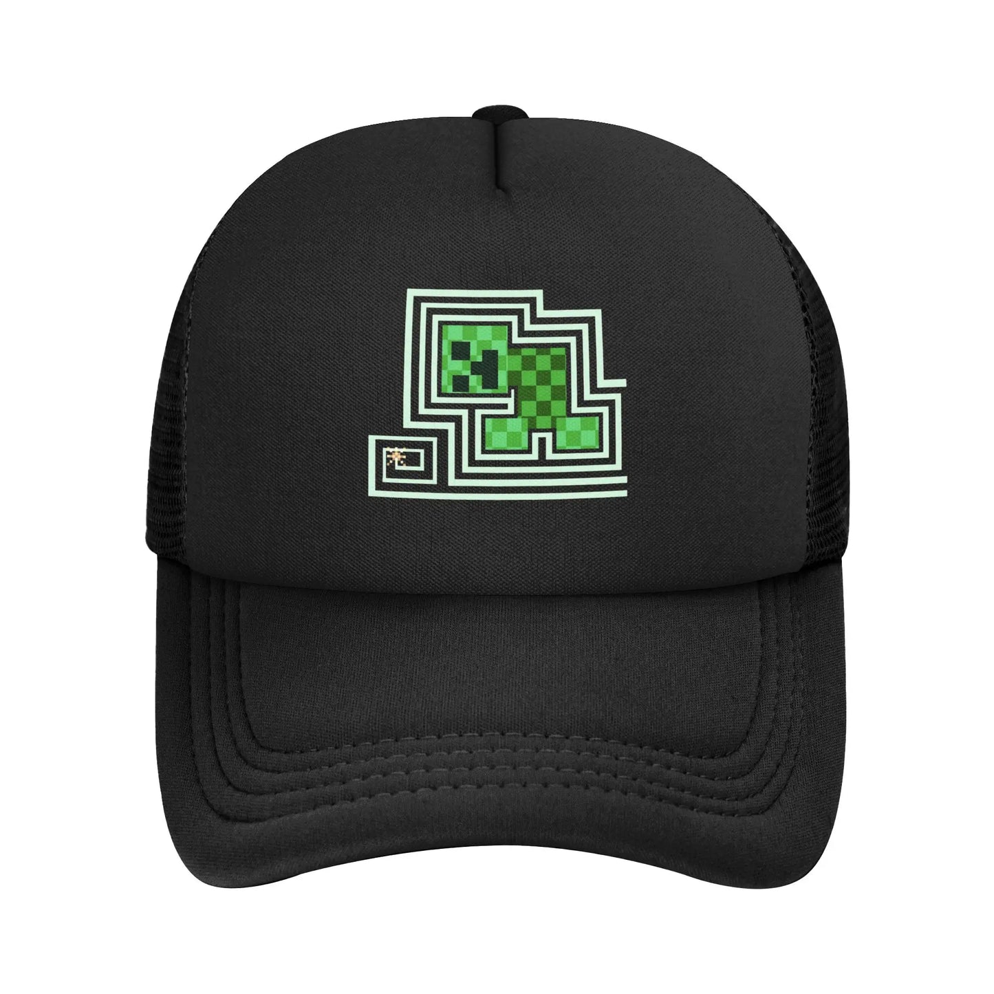 Adult Creepers Big Face Videogame  Trucker Cap Mesh Baseball Cap Polyester Hat Sun Hat Adjustable Racing Cap Summer