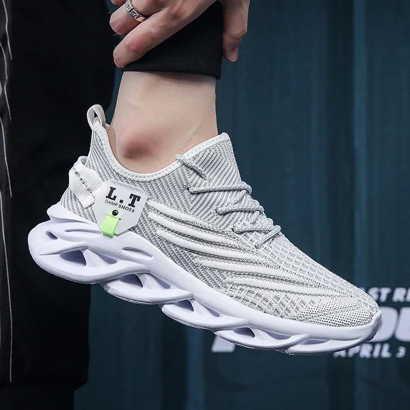 YRZL løbesko til mænd, sorte joggingsko, casual sneakers til udendørs brug, åndbart mesh, let stødabsorbering, sorte tennissko til kvinder