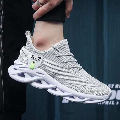 YRZL løbesko til mænd, sorte joggingsko, casual sneakers til udendørs brug, åndbart mesh, let stødabsorbering, sorte tennissko til kvinder