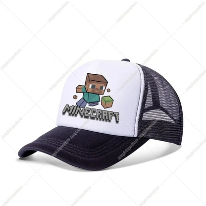 Minecraftes Pixels Kawaii Baseball Cap Boy Cartoon Anime Print Peaked Caps Hip Hop Parent-child Outdoor Mesh Hats Summer Sun Hat