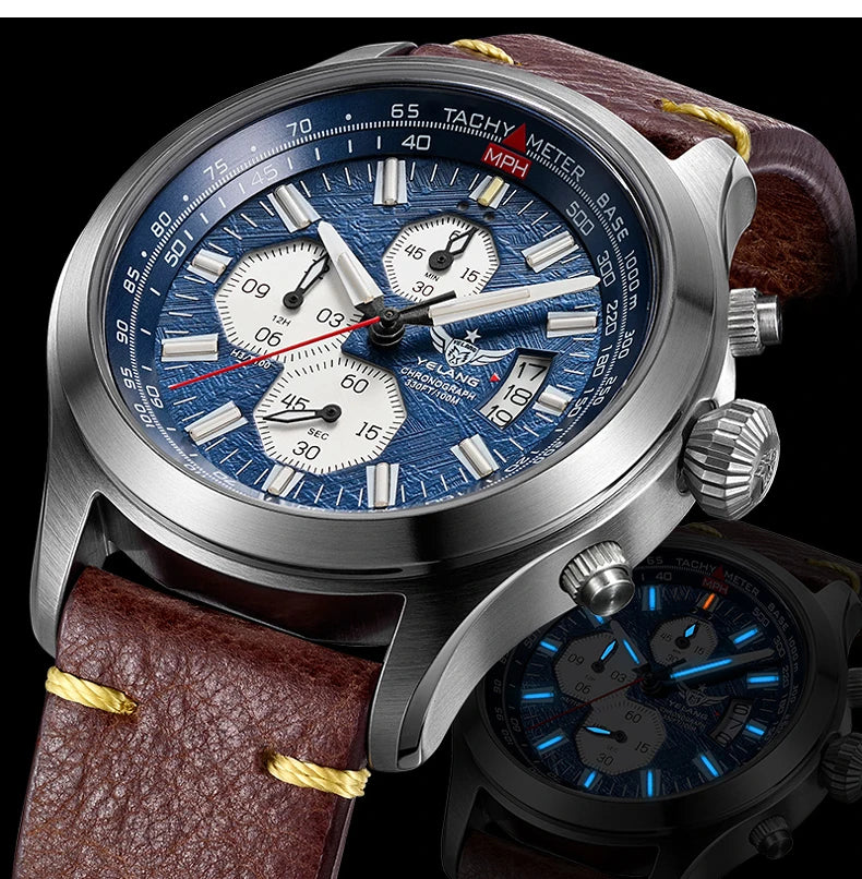 Zegarek kwarcowy męski YELANG V1029S 42mm, mechanizm Japan OS10, luminescencja T100, wodoodporność 100M, sportowy styl militarny, szafir