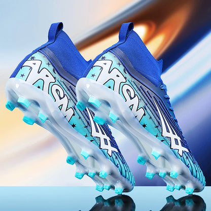 Chaussures de football pour hommes et femmes, chaussures de sport à crampons longs, idéales pour les étudiants, les matchs et l'entraînement.