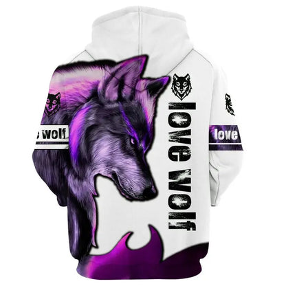 Sweatshirt com Capuz Unissexo de Outono com Estampado 3D Integral de Leão, Lobo e Pele de Tigre Branco para Homem, Pullover Casual Estilo Casaco