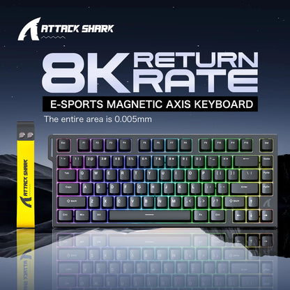 Attack Shark R82HE Wired RGB Magnetic Switch Keyboard, 256K Scan Sampling Rate, 0.005RT Accuracy 8K Return Rate