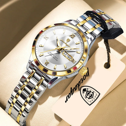 POEDAGAR Luxury Elegant Woman's Watches Luminous Waterproof Stainless Steel Ladies Wristwatch Quartz Week Date Women Watch Reloj