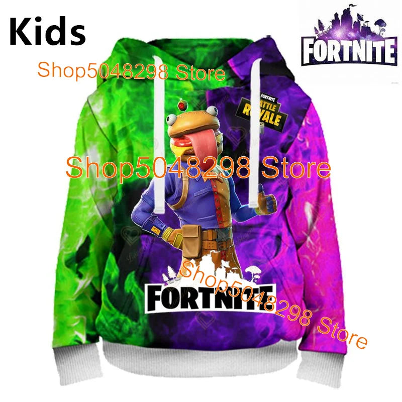 Hot Game Fortnite Hero Print Sweatshirt für Jungen und Mädchen, 3D-Kleidung, lässiger Kinder-Hoodie, für Kinder, Erwachsene, Herren und Damen, Frühlings- und Herbst-Pullover