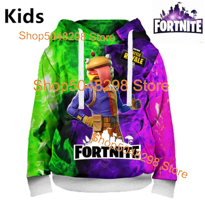 Hot Game Fortnite Hero Print Sweatshirt für Jungen und Mädchen, 3D-Kleidung, lässiger Kinder-Hoodie, für Kinder, Erwachsene, Herren und Damen, Frühlings- und Herbst-Pullover